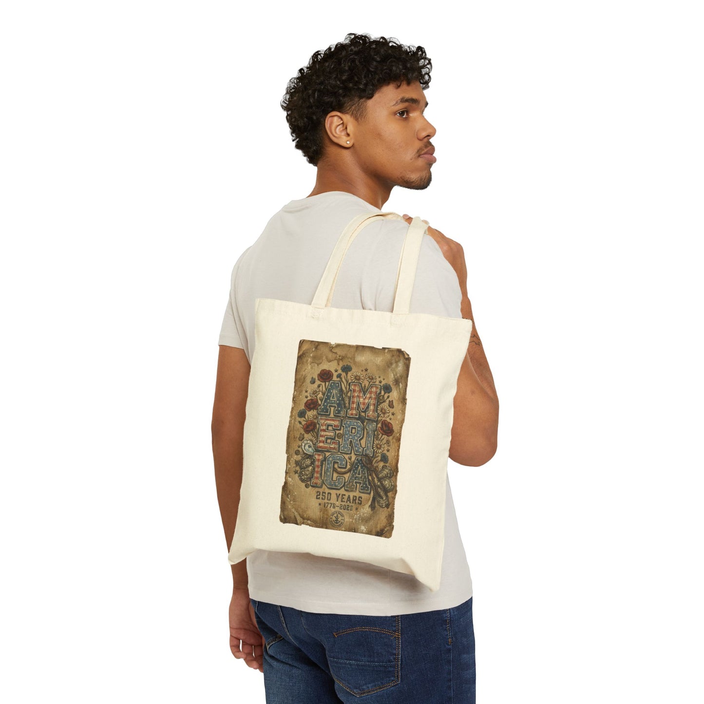 Vintage Americana 'America' Graphic Tote | 4th of July, Stars & Florals