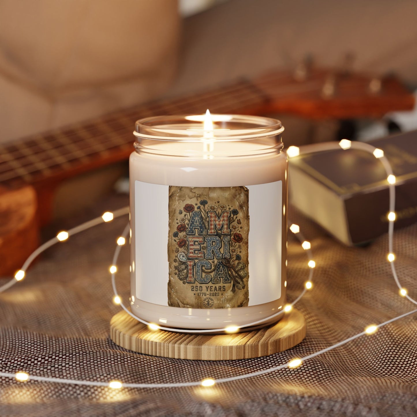 Vintage Americana 'America' Soy Candle | 9oz, 4th of July Stars & Florals