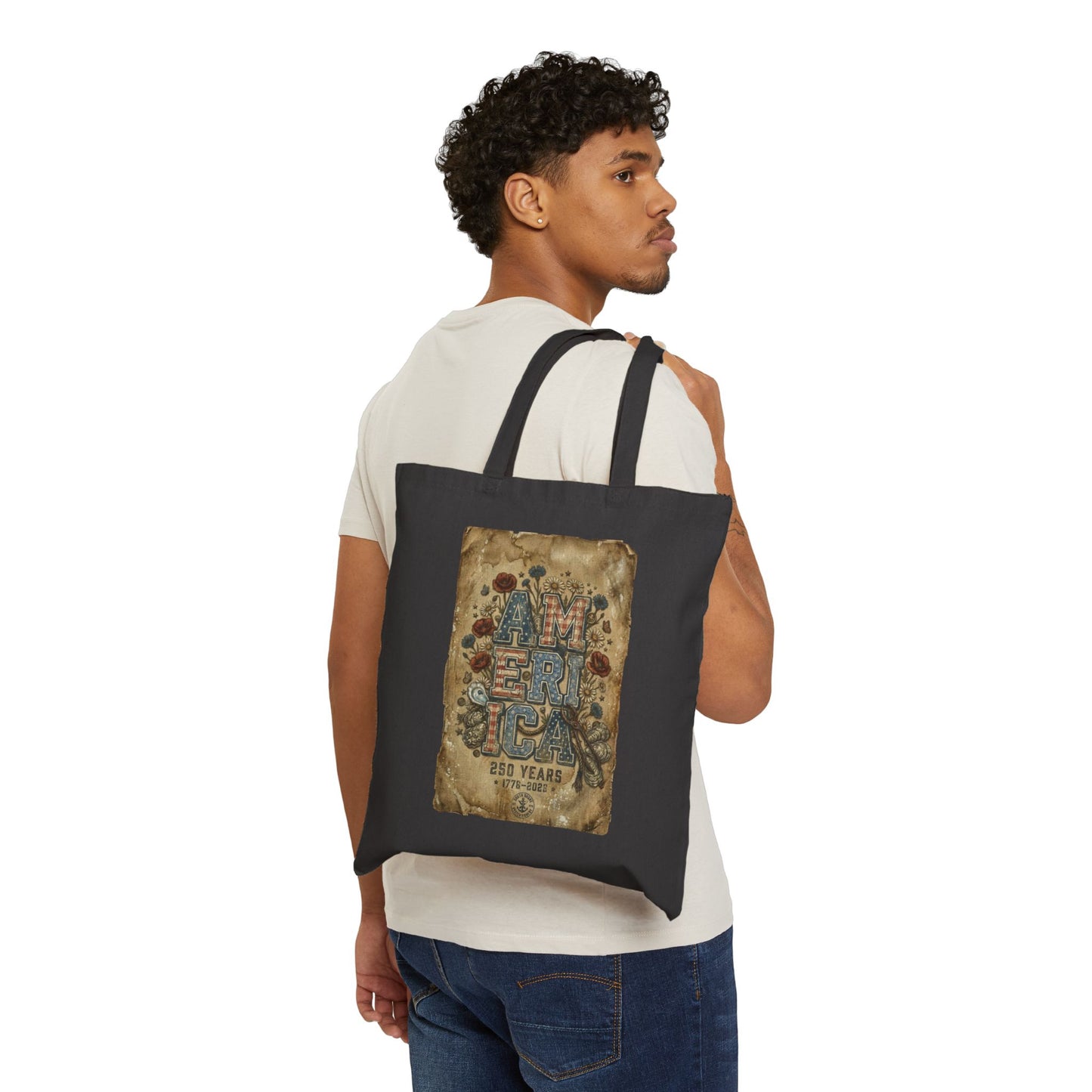Vintage Americana 'America' Graphic Tote | 4th of July, Stars & Florals